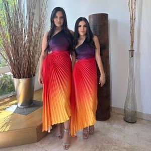 Dress Forum The Golden Hour Purple Ombre Pleated Midi Dress